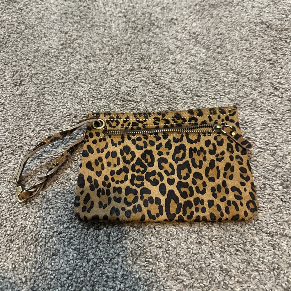 L&B Leopard Print Wristlet Clutch